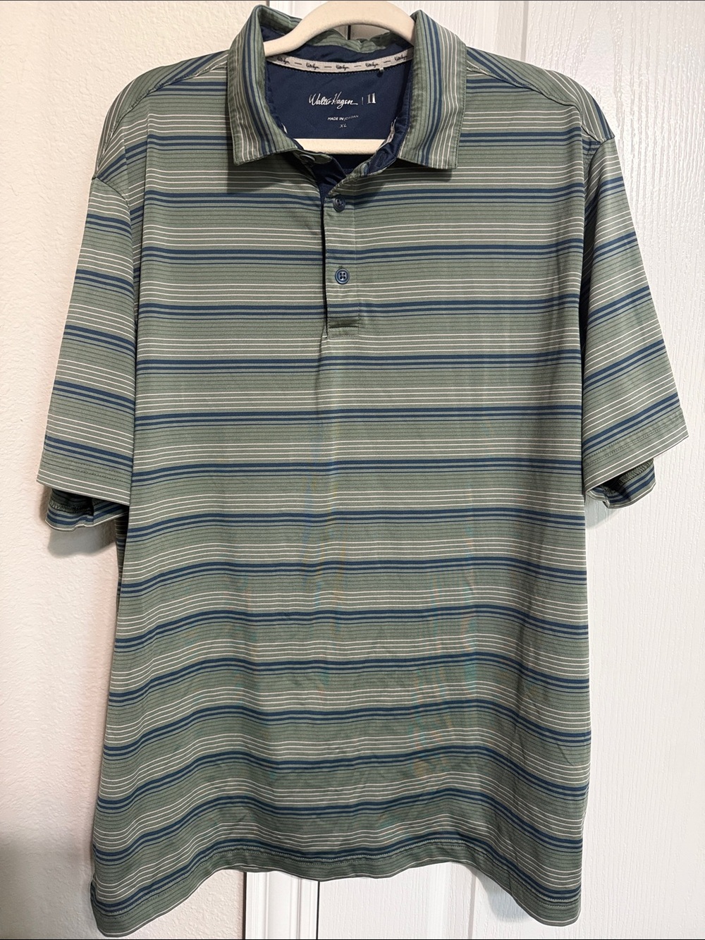 Walter Hagen Green and Blue Striped Polo